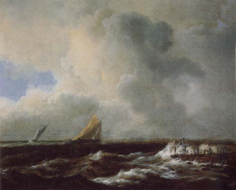 Jacob van Ruisdael Vessels in a Choppy sea Sweden oil painting art
